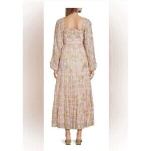 A Loves A Metallic Trellis Dress-Pink&Gold-Small-NWT-Maxi